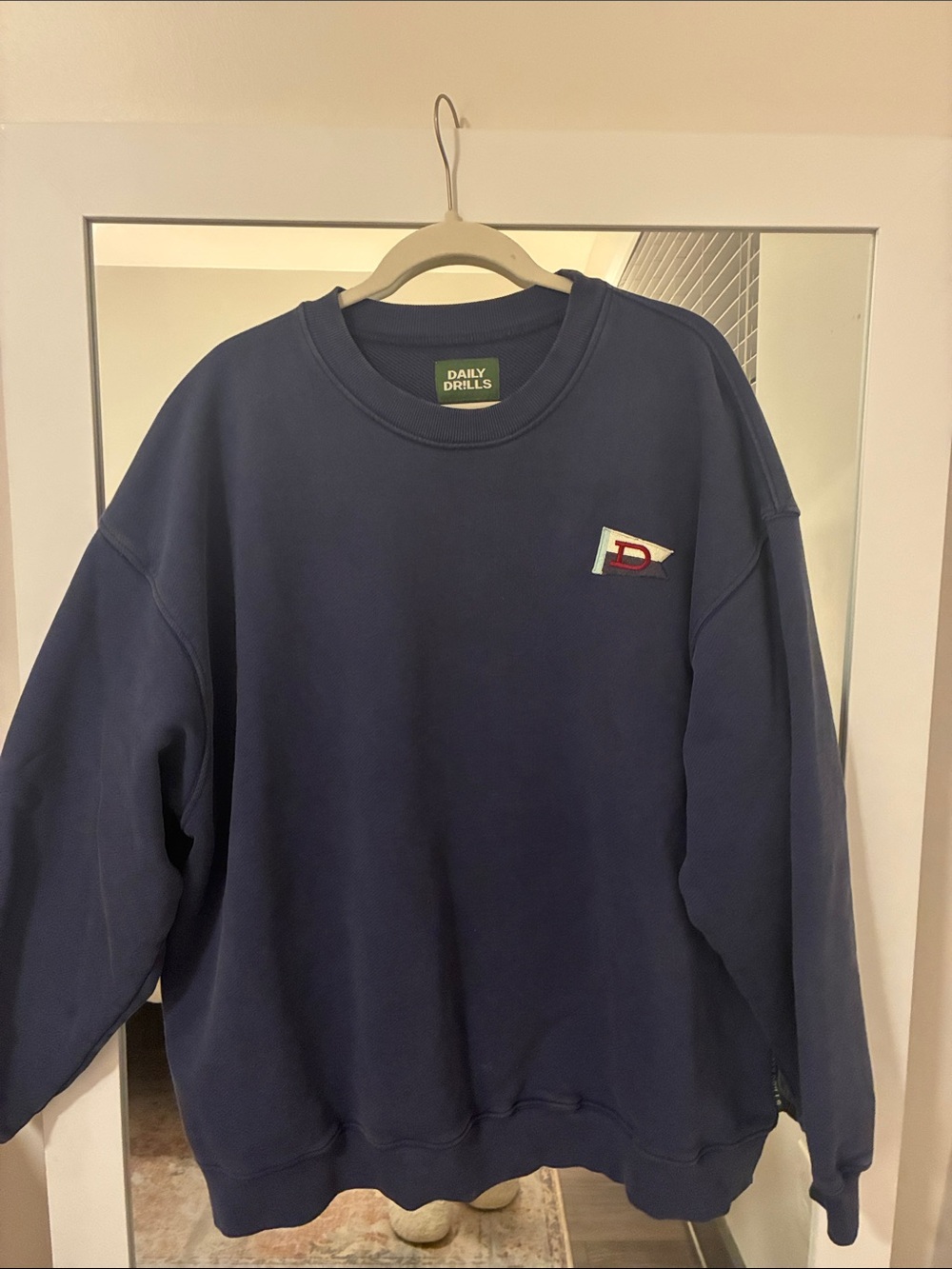 Daily Drills Navy Blue Crewneck Sweatshirt with Small Patch Logo - Size XS/S